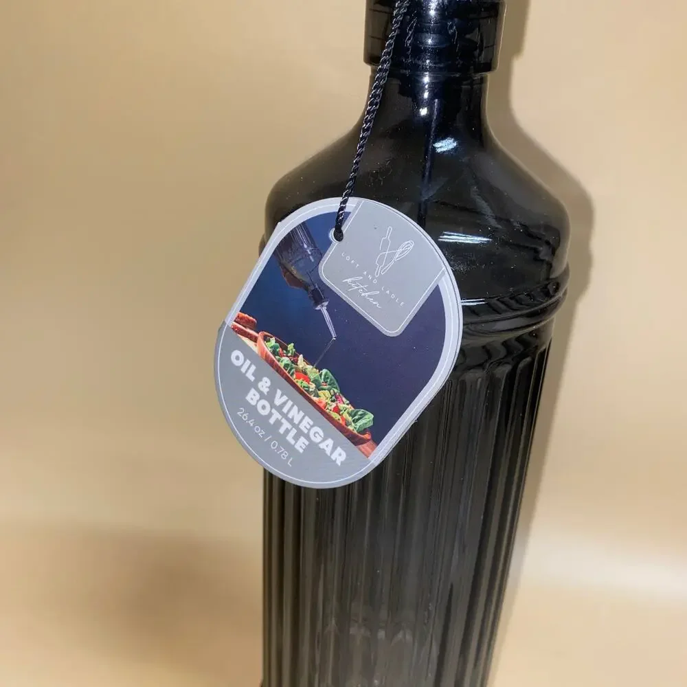 New Loft and Ladle Kitchen Gray Tinted Oil & Vinegar Bottle 26.4 oz 0.78 L NWT